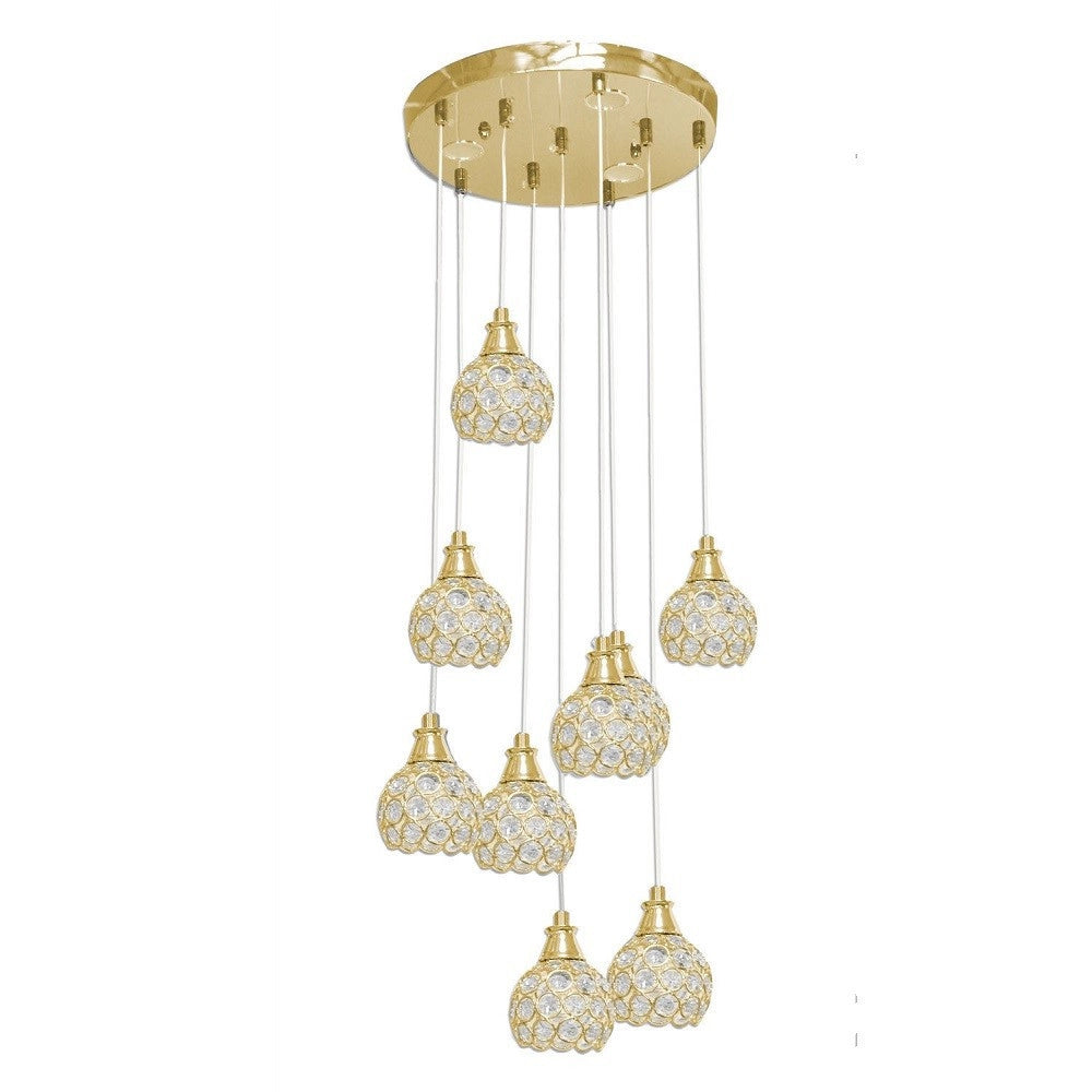 Trade Shop - Lampadario Soffitto Sospensione Plafoniera Oro Argento Attacco G9 Luce 6500k B37 - Oro