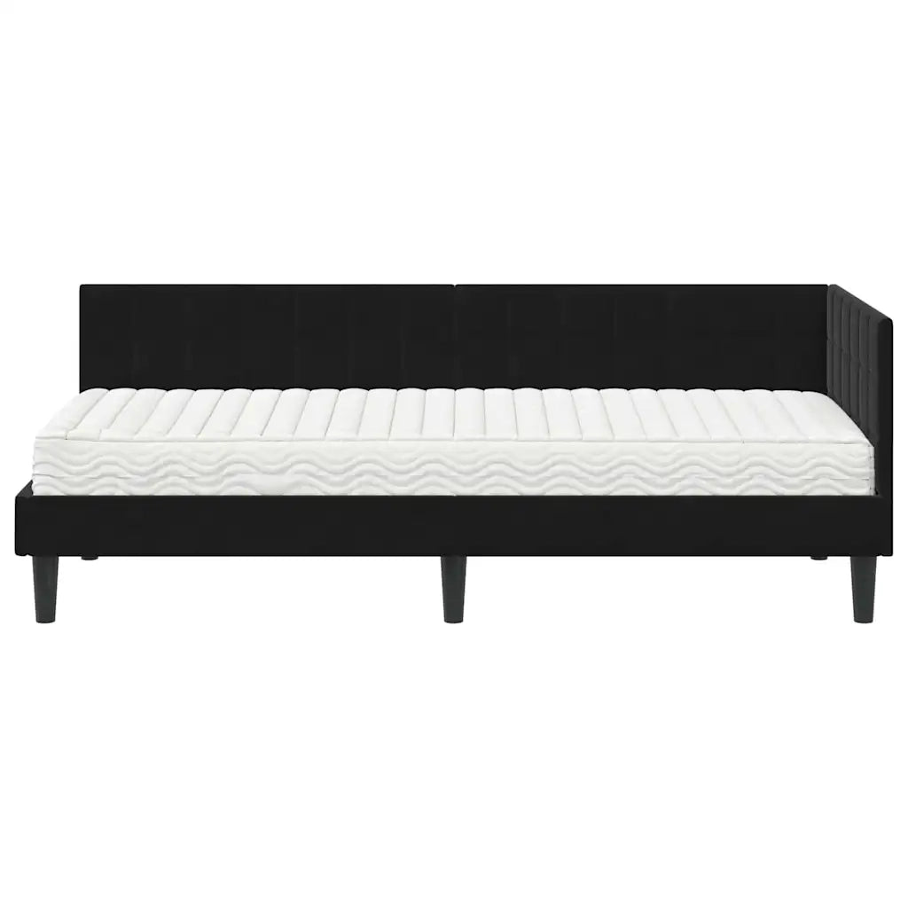 Struttura Letto Angolare con Materasso 2 pz-Giroletto con materasso Nero Velluto 620711