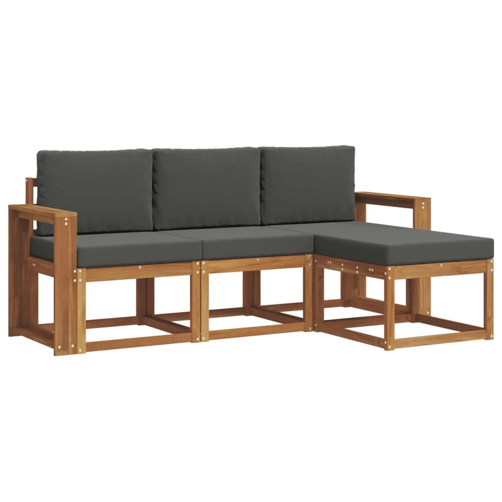 Set di divani da esterno con cuscino 4 pcs Naturale e Antracite
