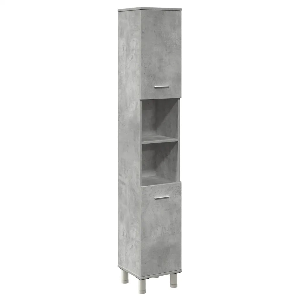 Set Mobili da Bagno 4 pz Grigio Cemento in Legno Multistrato