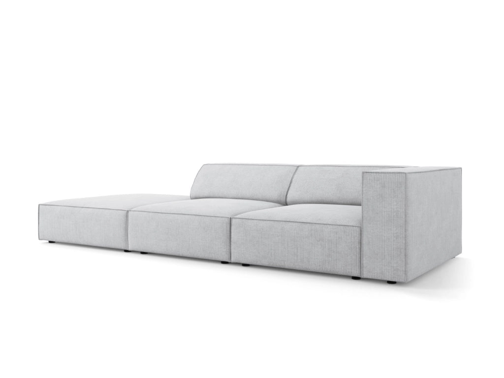 Cosmopolitan Design - Divano sinistro "Arendal" 4 posti in ciniglia con effetto a coste grigio chiaro 