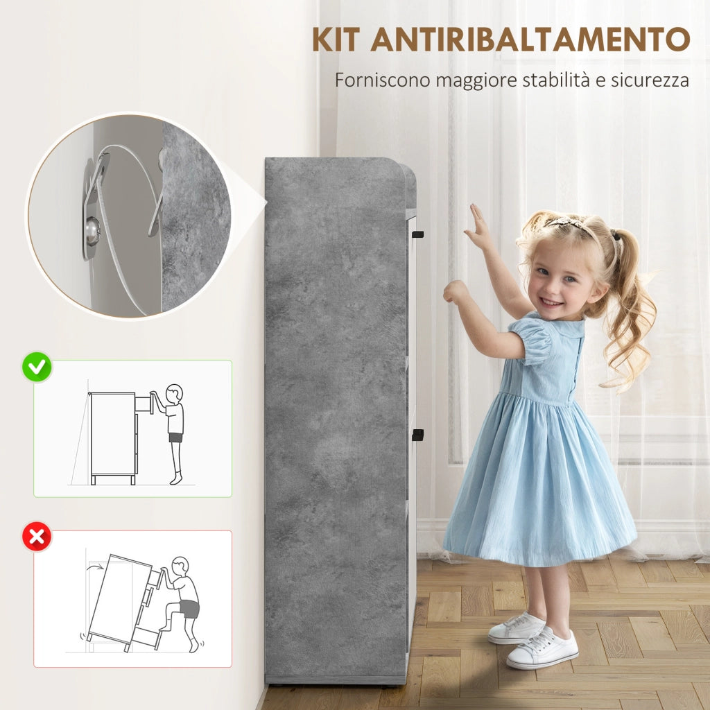 Scarpiera con Cassetti ¨C Zephmum ¨C Grigio 83x24x90.5 cm