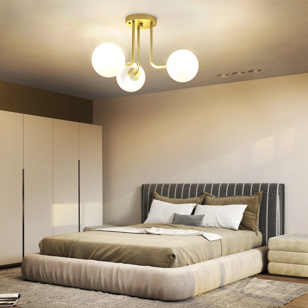 Plafonnier LED 3 luci ¨C zephmum ¨C 42x42x26.5 cm dorato