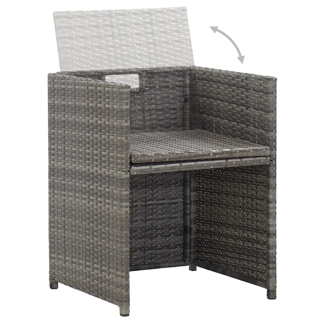 Set da Pranzo per Esterni 17 pz con Cuscini Polyrattan Grigio 46433