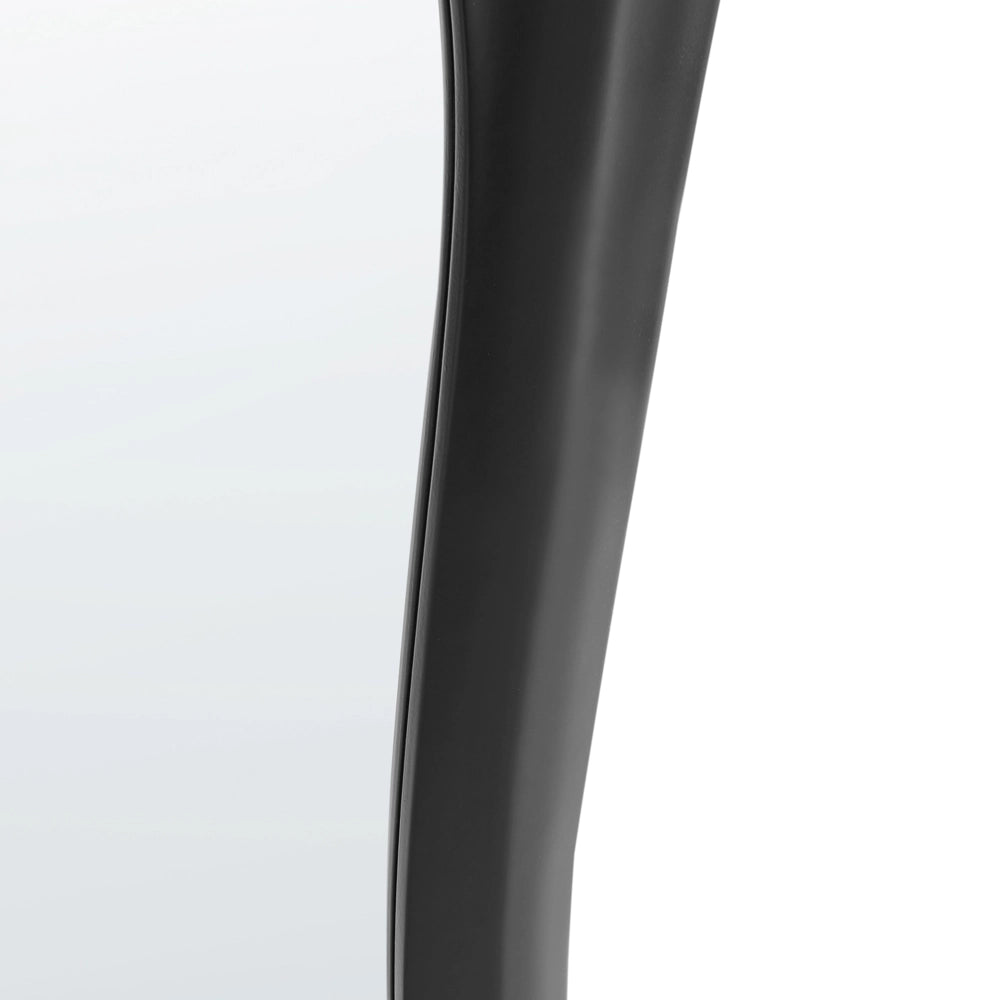 Specchio da parete in vetro con cornice nera in PU 70 x 100 cm con cornice curva