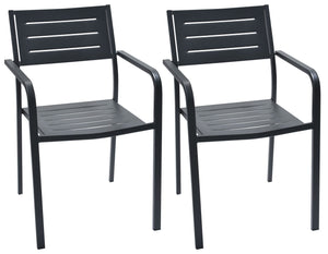 Set 2 Sedie da Giardino 54x58x84 cm in Acciaio con Braccioli RD Italia Dorio Antracite