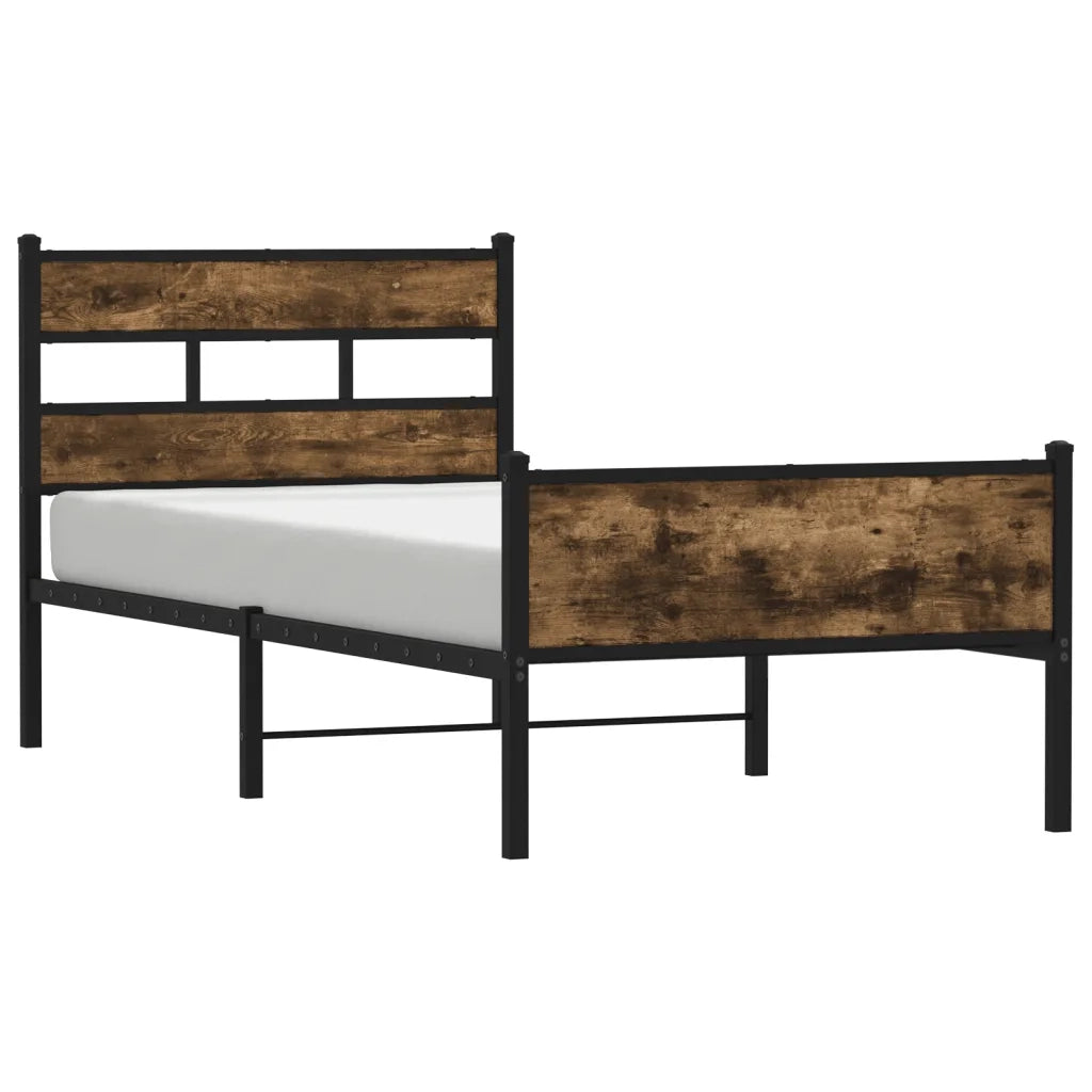 Letto singolo | Letto per adulti | Giroletto senza Materasso Rovere Fumo 90x200 cm in Truciolato