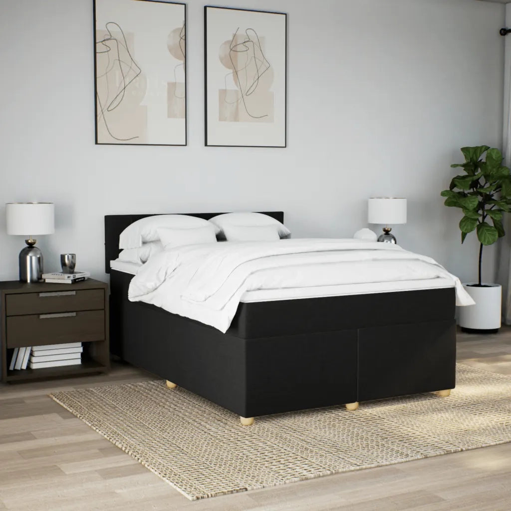 Giroletto a Molle con Materasso Nero 160x200 cm in Tessuto
