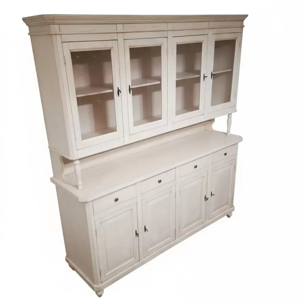 Cristalliera arte povera 4 porte legno shabby bianco anticato 196x43x208h - Mobili 2G