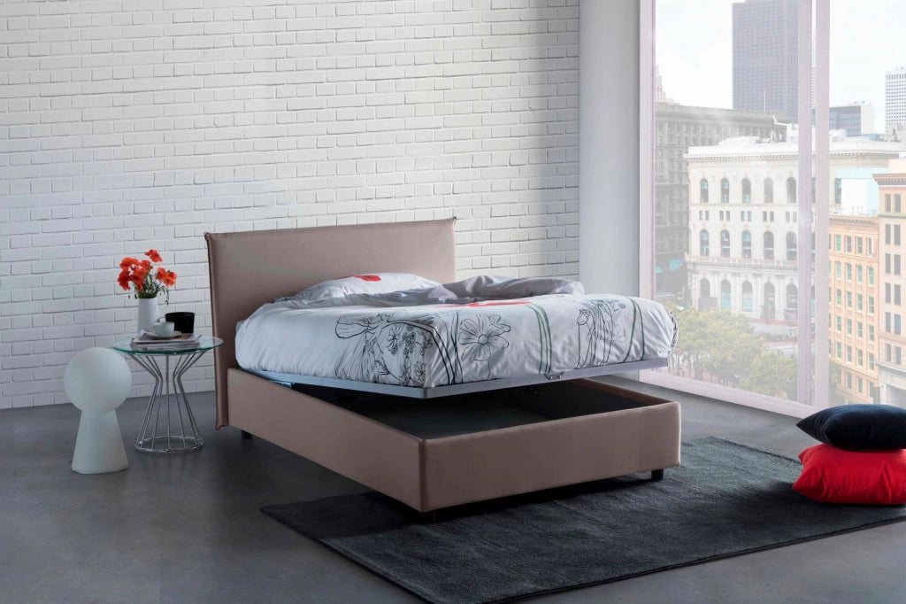 Anissa, Letto Piazza e Mezza Sfoderabile Made in Italy, Grigio Tortora