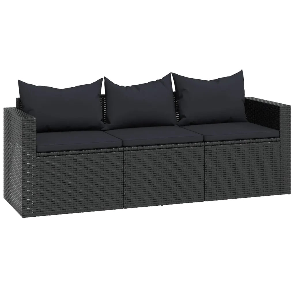 Set Divani da Giardino | Set Salotto da Giardino Nero in Polyrattan