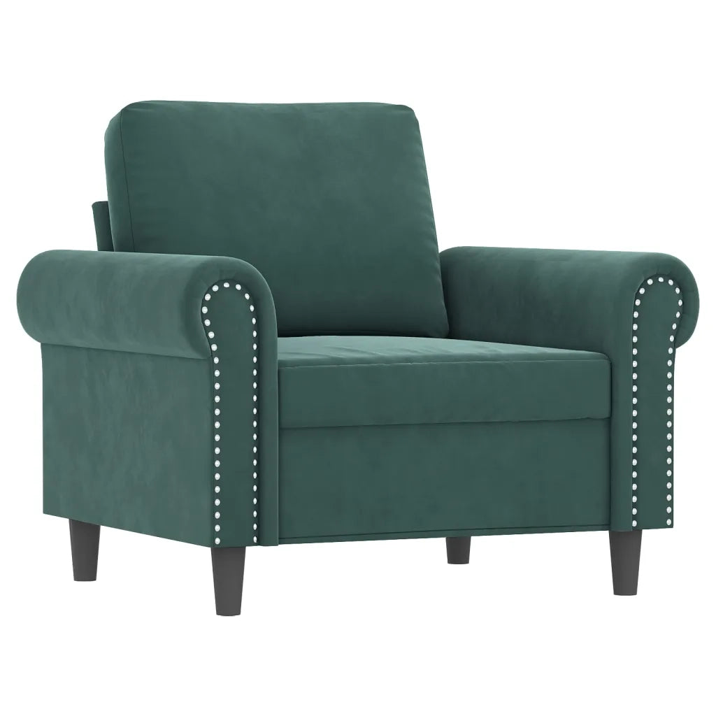 Set di Divani 4 pz con Cuscini Verde scuro in Velluto