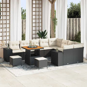 Set Divano da Giardino con cuscino 12 pcs Nero polyrattan 3362040