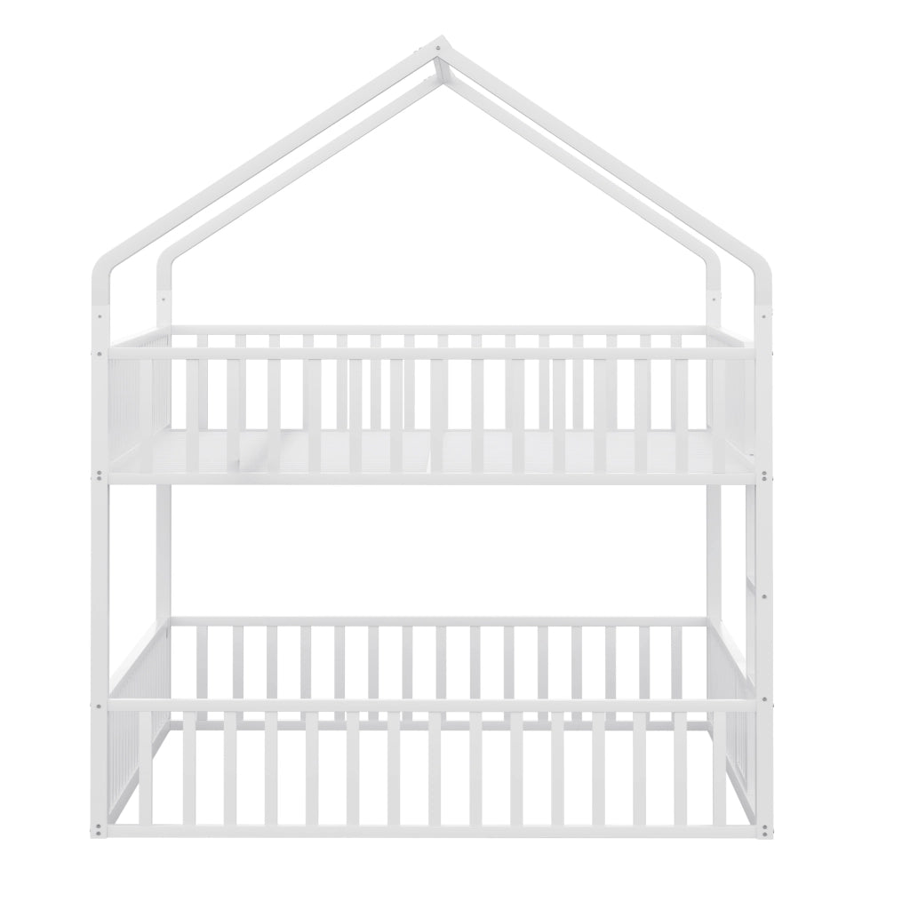 LETTO a castello 140x200 cm in metallo bianco, struttura a casetta