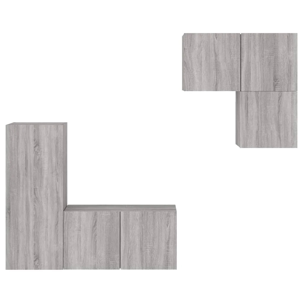 Mobile TV multimediale scaffale TV credenza TV sala da pranzo soggiorno camera da letto 4 pezzi legno ingegnerizzato Sonoma grigio 02_0029249
