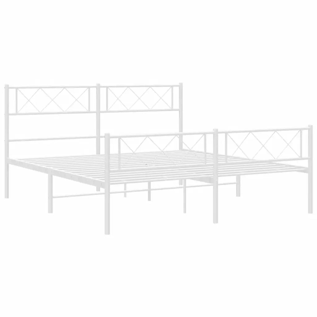 Giroletto con Testiera e Pediera Metallo Bianco 120x200 cm 372342