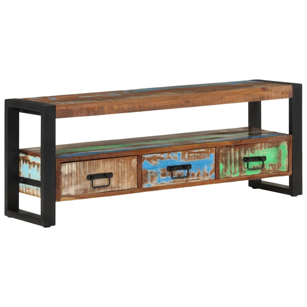 Mobile TV multimediale scaffale TV credenza TV sala da pranzo soggiorno camera da letto 120 x 30 x 45 cm legno massello di recupero marrone 02_0025846