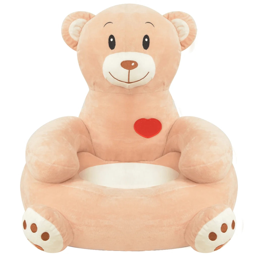 Poltrona-Divano Sedia-Poltroncina in Peluche per Bambini Orsacchiotto Marrone