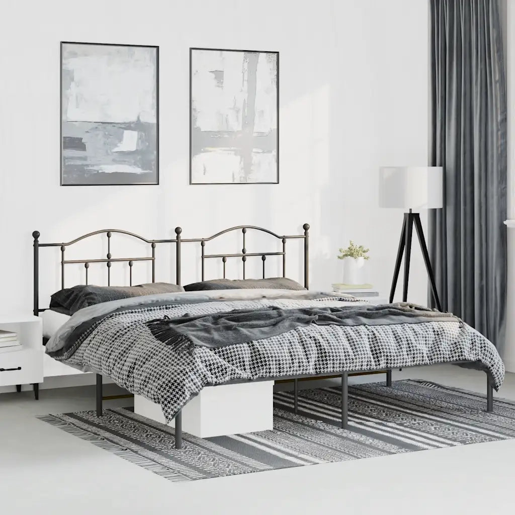 Giroletto con Testiera-Struttura Letto con testiera in Metallo Nero 183x213 cm 837366