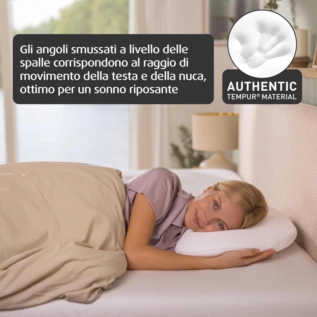 TEMPUR Sonata cuscino in memory foam, cuscino ergonomico di sostegno al collo per chi dorme sulla schiena e sul fianco, sensazione rigido, S (61 x 40 x 9,5 cm)