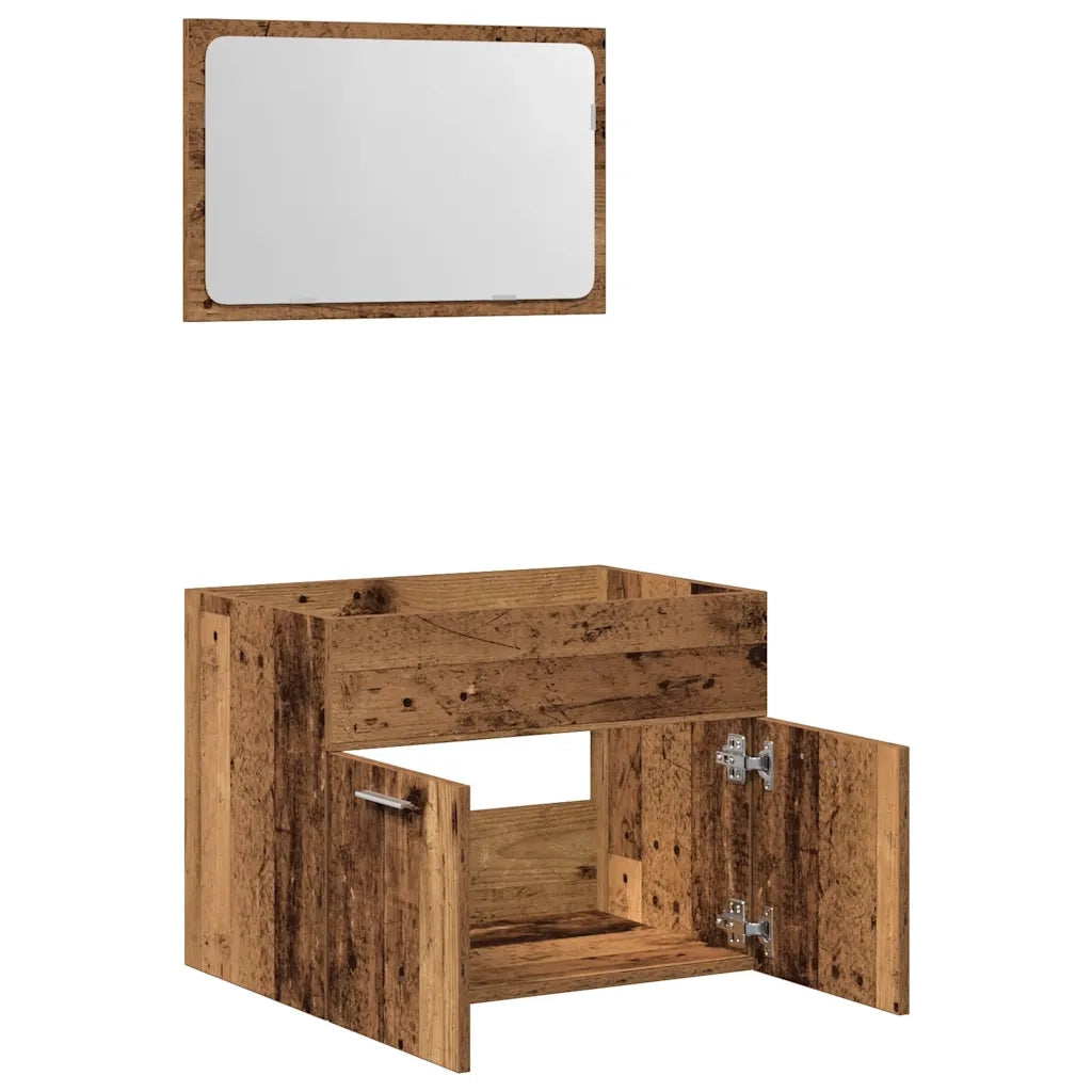 Set Mobili da Bagno | Armadio da bagno 2 pz Legno Antico in Legno Multistrato