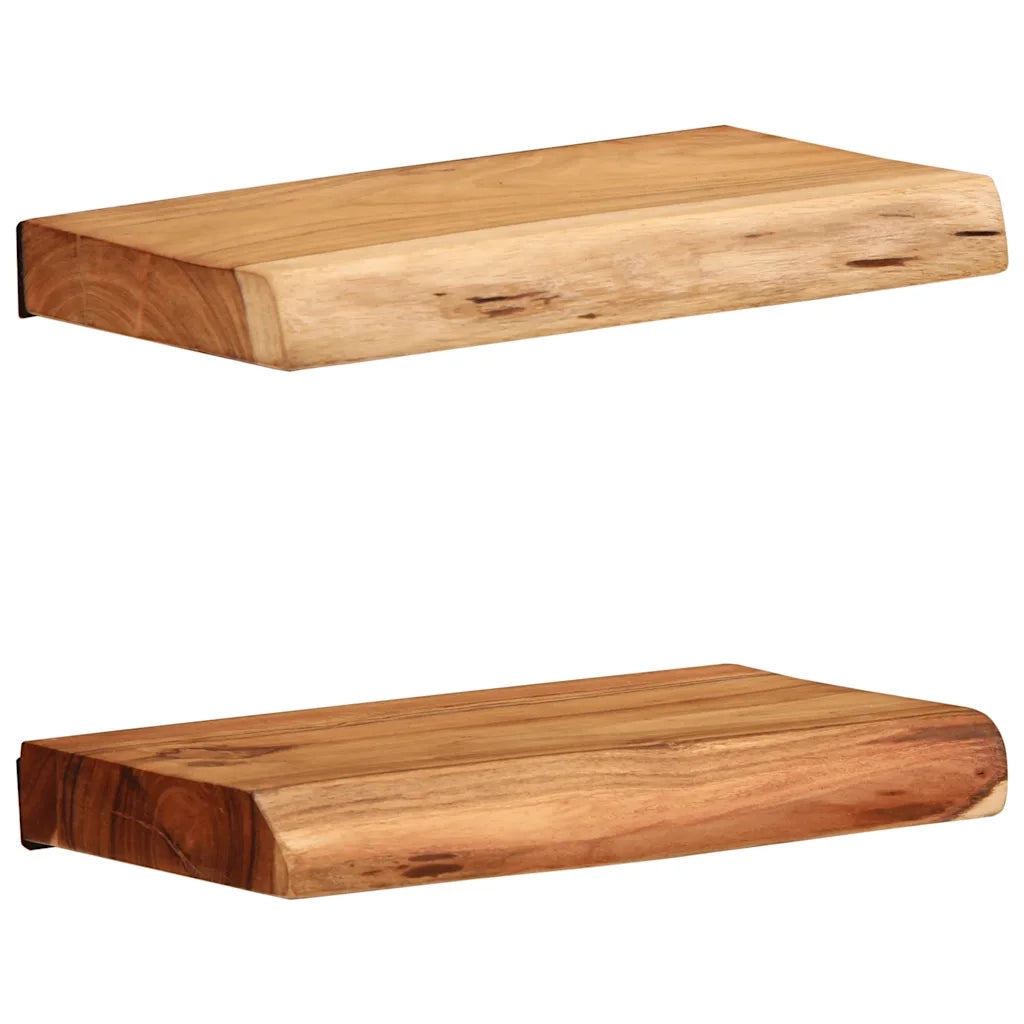 Mensole da Parete 2 pz 30x20x3,5 cm in Legno Massello di Acacia
