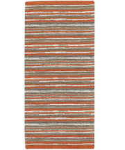 Tappeto passatoia moderno LAOS ARANCIONE disegno a righe multicolore, tappetino bagno ingresso multiuso lavabile antiscivolo cm.55x80