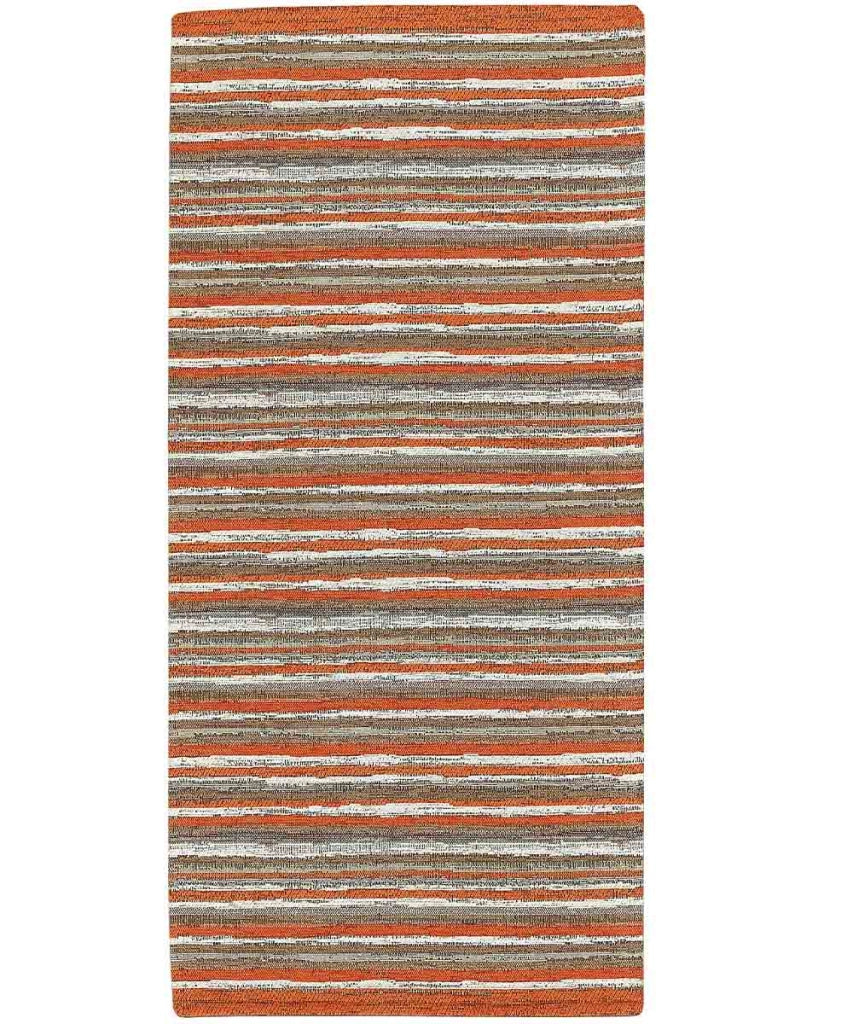 Tappeto passatoia moderno LAOS ARANCIONE disegno a righe multicolore, tappetino bagno ingresso multiuso lavabile antiscivolo cm.55x80