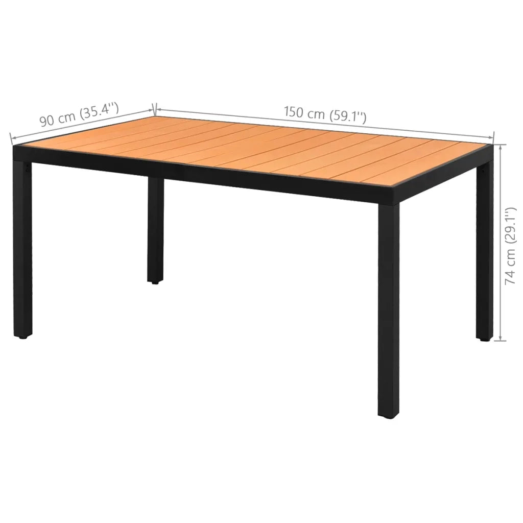Set da Pranzo da Giardino 7 pz in Rattan PVC Nero e Marrone 3060127