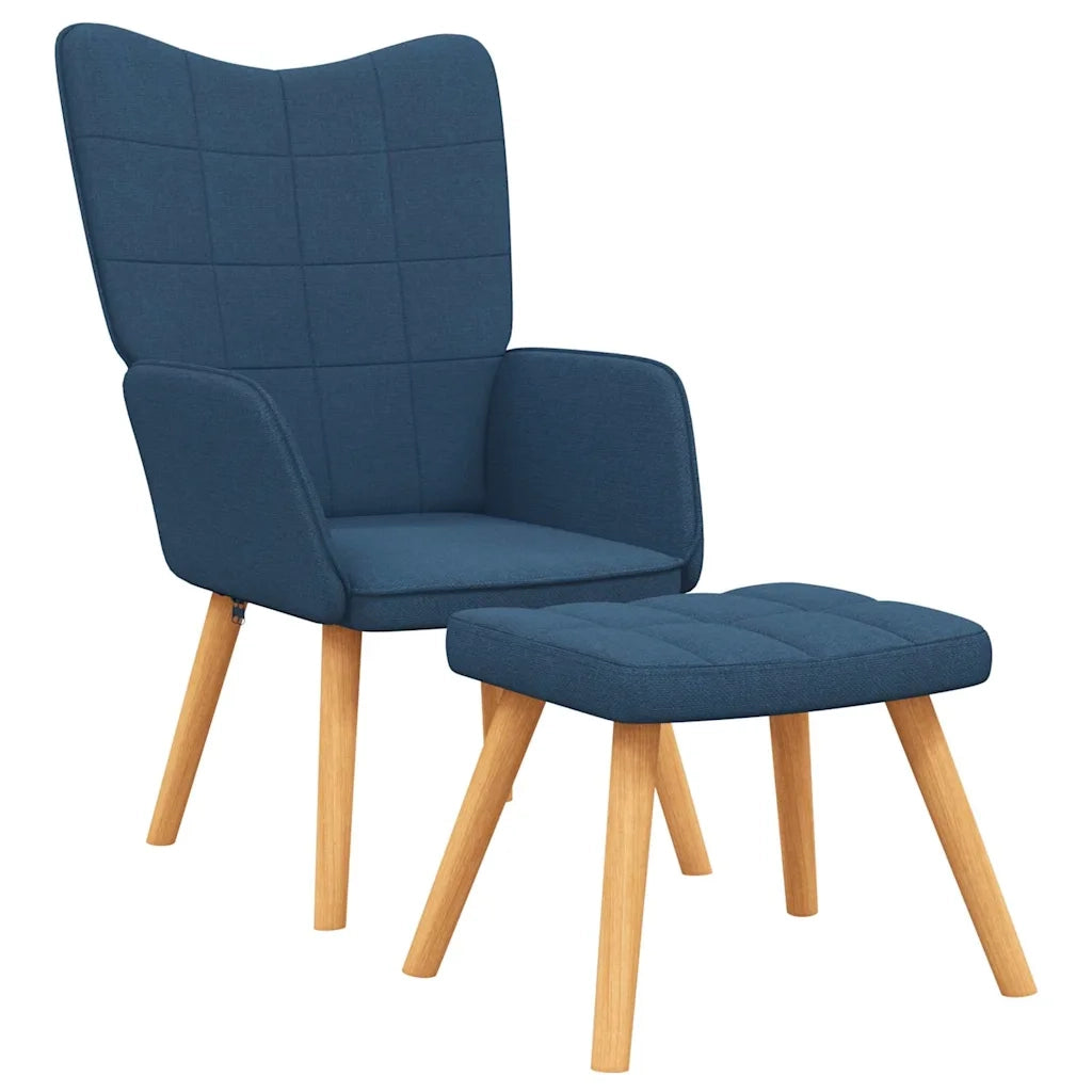 Divano Sedia-Poltrona Relax con Poggiapiedi Blu in Tessuto 638042
