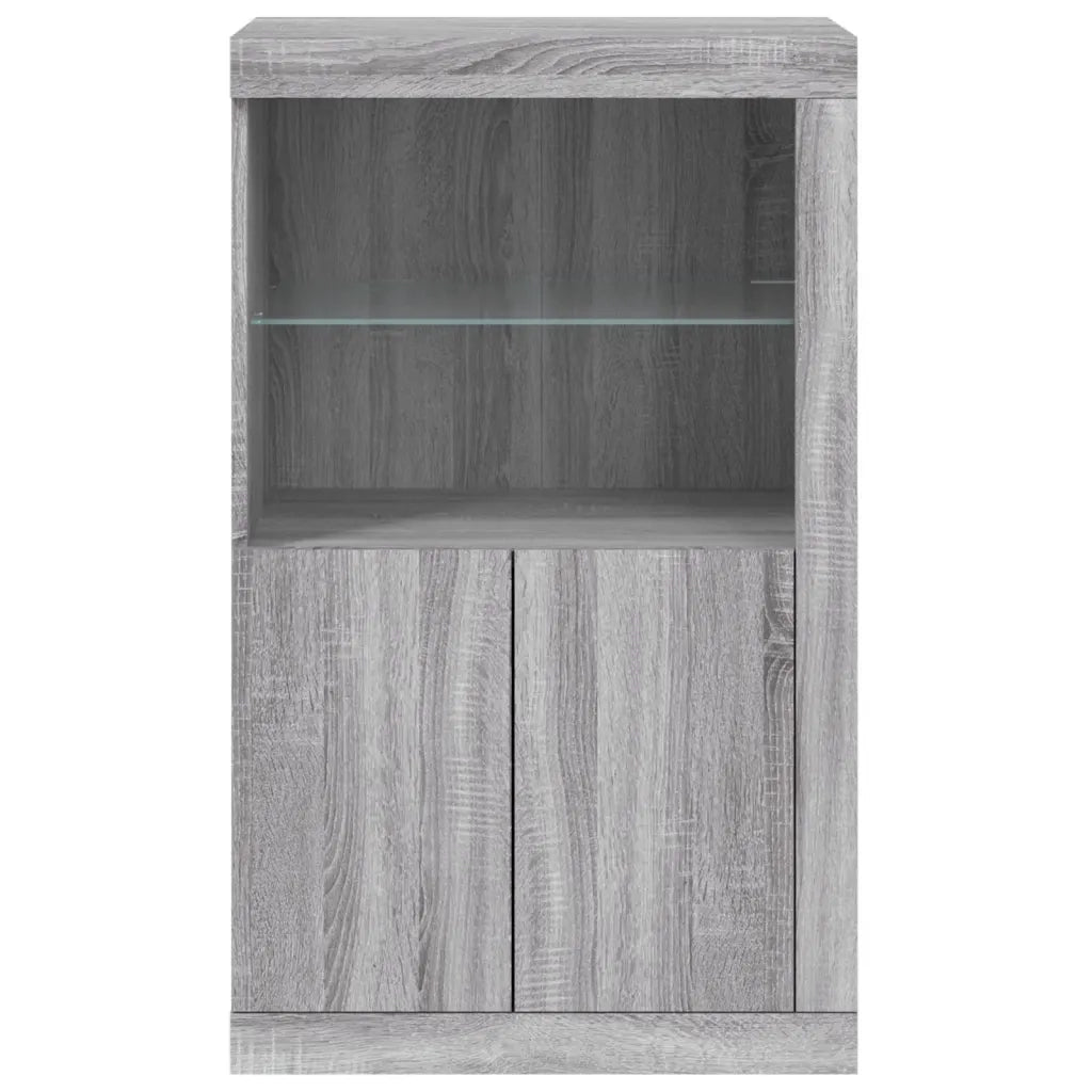 Mobiletto laterale dal design moderno con illuminazione a LED 60,5 x 37 x 100 cm realizzato in legno composito Sonoma grigio 02_0049361