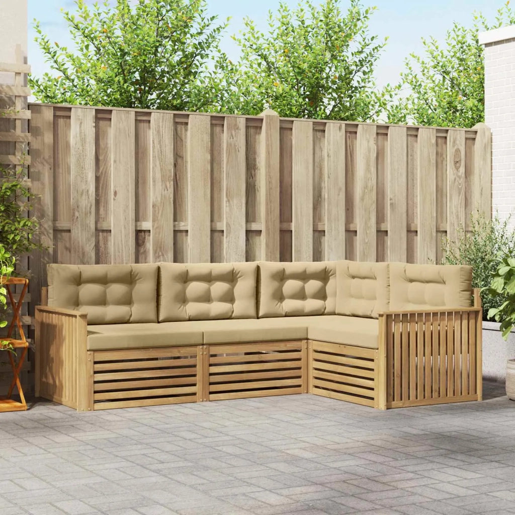 Set di divani da esterno 4 pz Bianco e Beige Poliestere 3390403