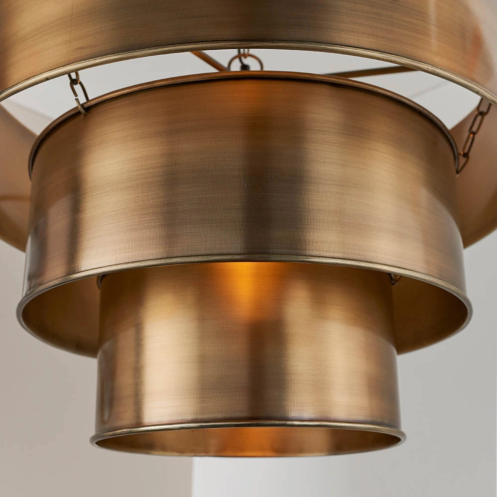 Lampada sospensione industriale ottone 3 cilindri E27 Endon