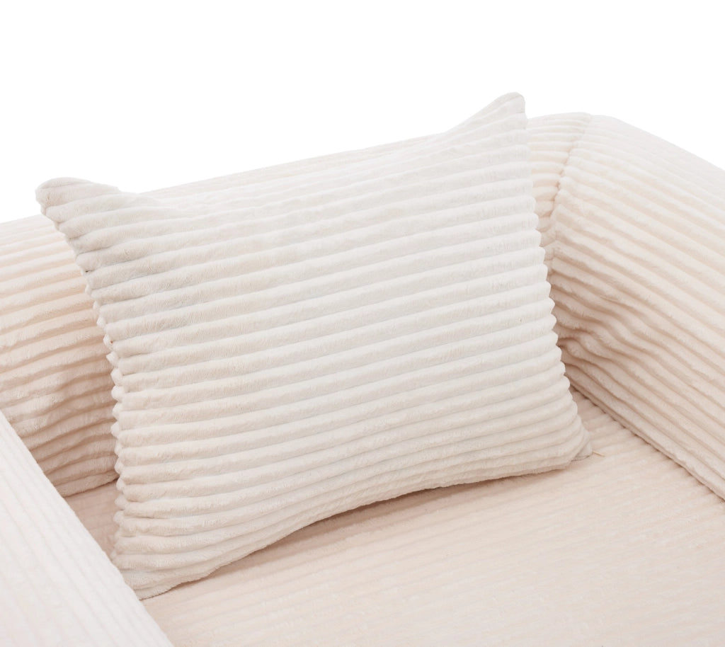 Poltrona letto singola trasformabile in velluto a coste beige
