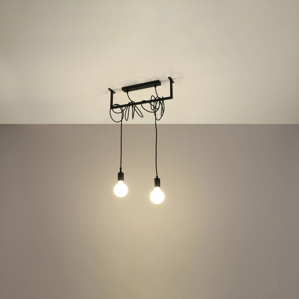 Lampadario Pure Lume Toledo 2 luci nero E27 metallo