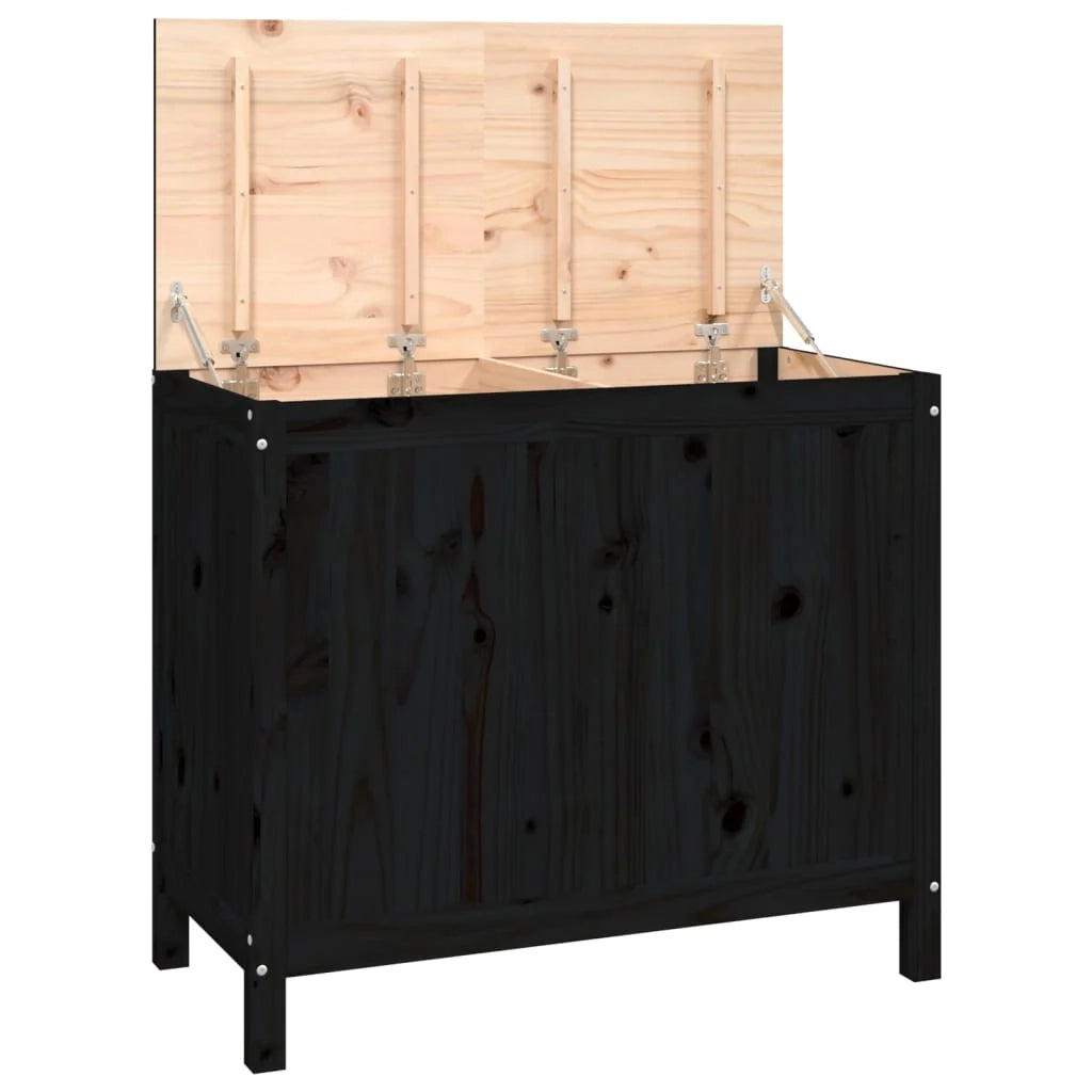 Cesto portabiancheria nero 88,5 x 44 x 76 cm in legno massello di pino 02_0006136