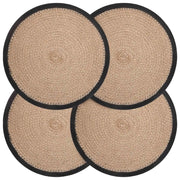 Sottobicchieri in juta 4 pcs Naturale e Nero Ø 30 cm 42012314