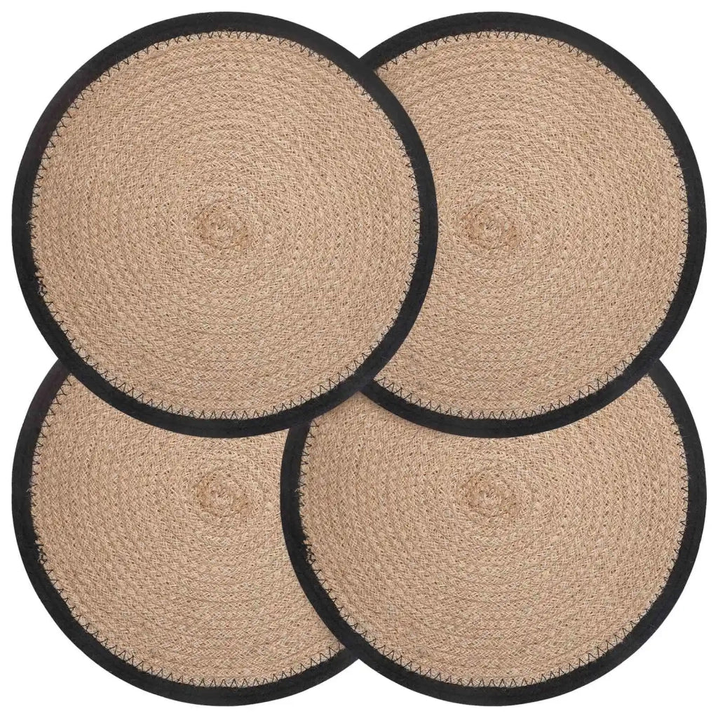 Sottobicchieri in juta 4 pcs Naturale e Nero Ø 30 cm 42012314
