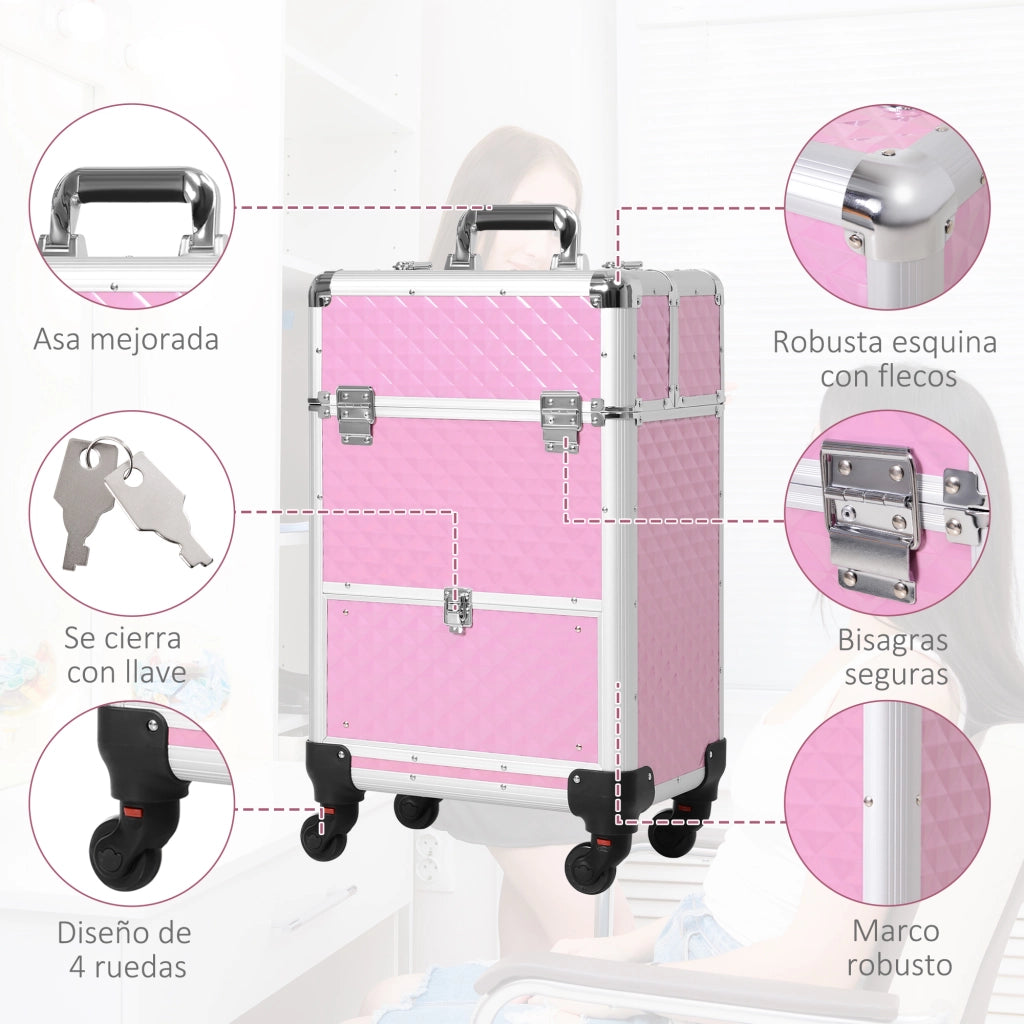 Valigia Trucco Professionale ¨C Zephmum ¨C Rosa 34x25x62 cm