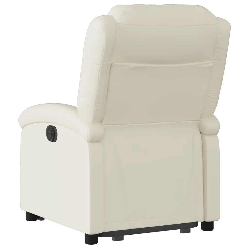 Poltrona Alzapersona Reclinabile Crema in Similpelle