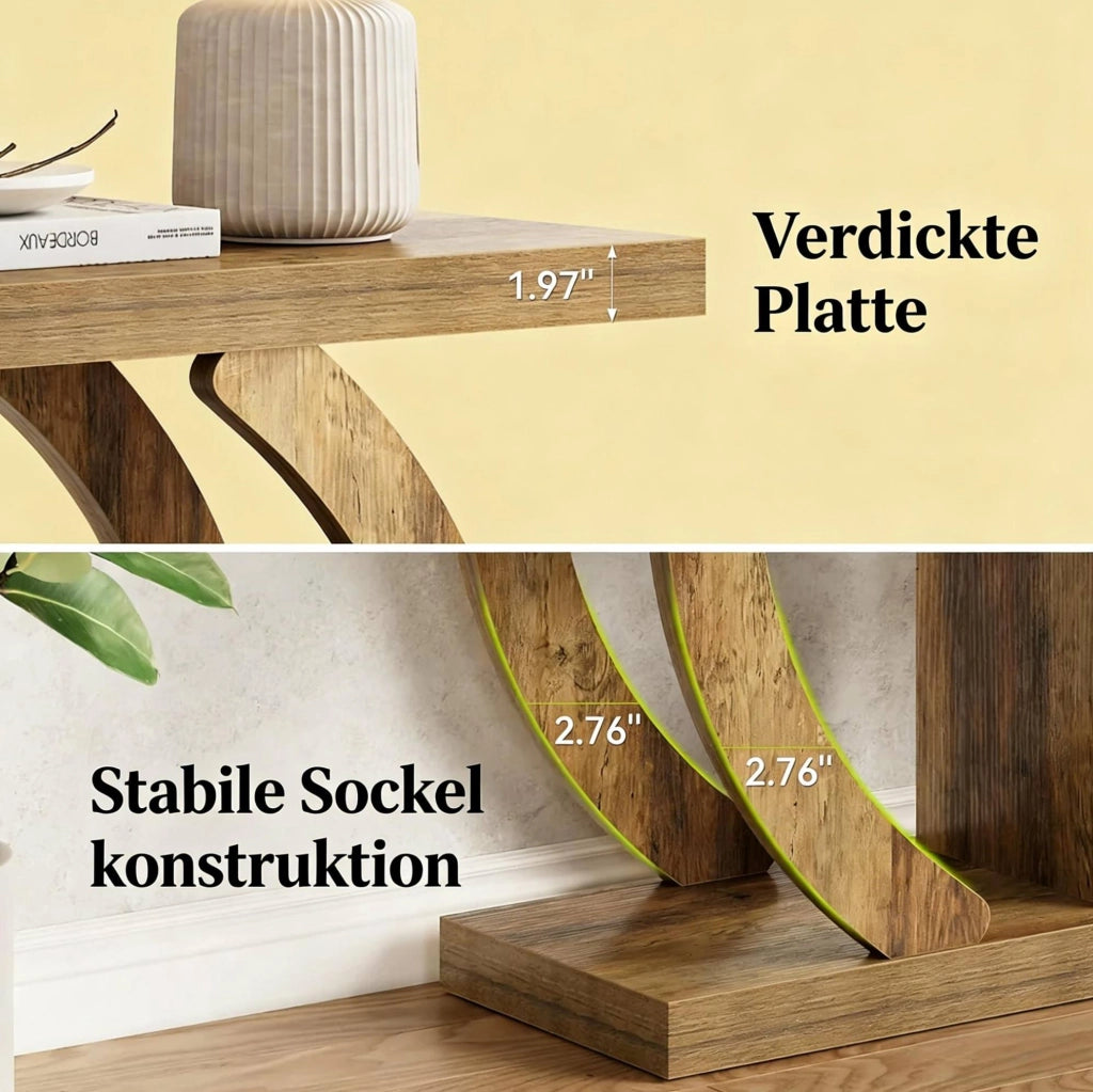 Tavolo consolle con 4 ripiani; 108 cm; in legno marrone