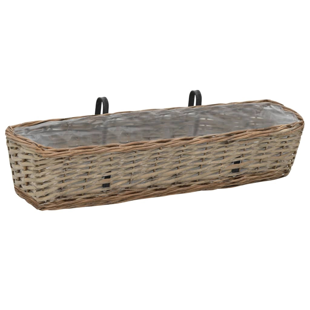 Set di 2 fioriere da balcone in vimini con rivestimento in PE 80 cm marrone 02_0000886