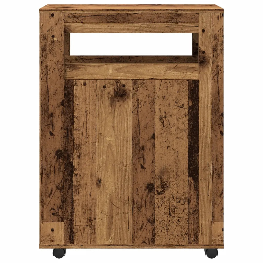 Mobile da Bagno Stretto con Ruote Legno Vecchio in Truciolato 855275