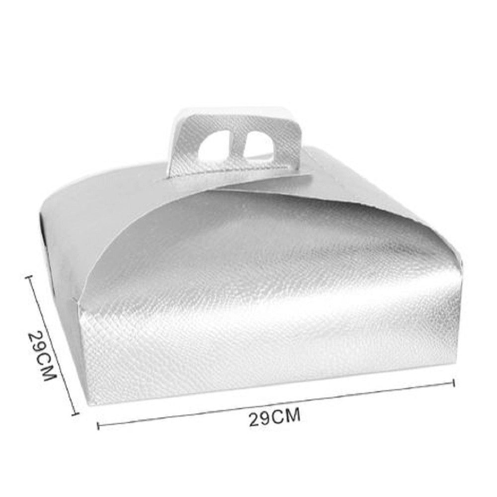 Trade Shop - Set 3 Pz Scatola Porta Torta Argento 29x29cm Dolci Pasticceria Festa Party 58013 -
