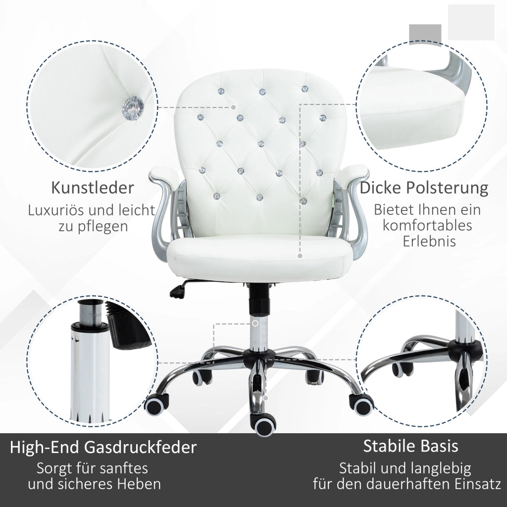 Sedia da ufficio ergonomica con braccioli e schienale imbottito ¨C zephmum ¨C Bianco