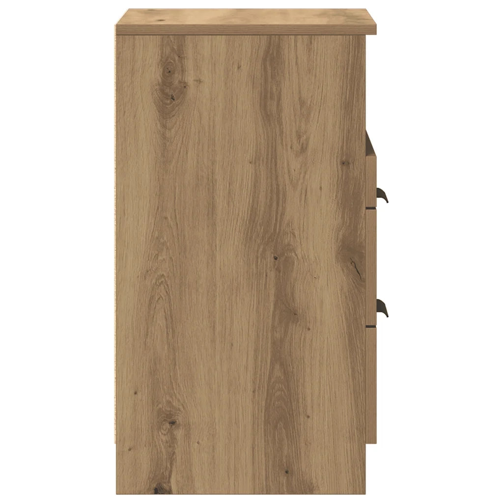 Comodini 2pz Rovere Artigianale 40x36x65cm in Legno Multistrato 856847