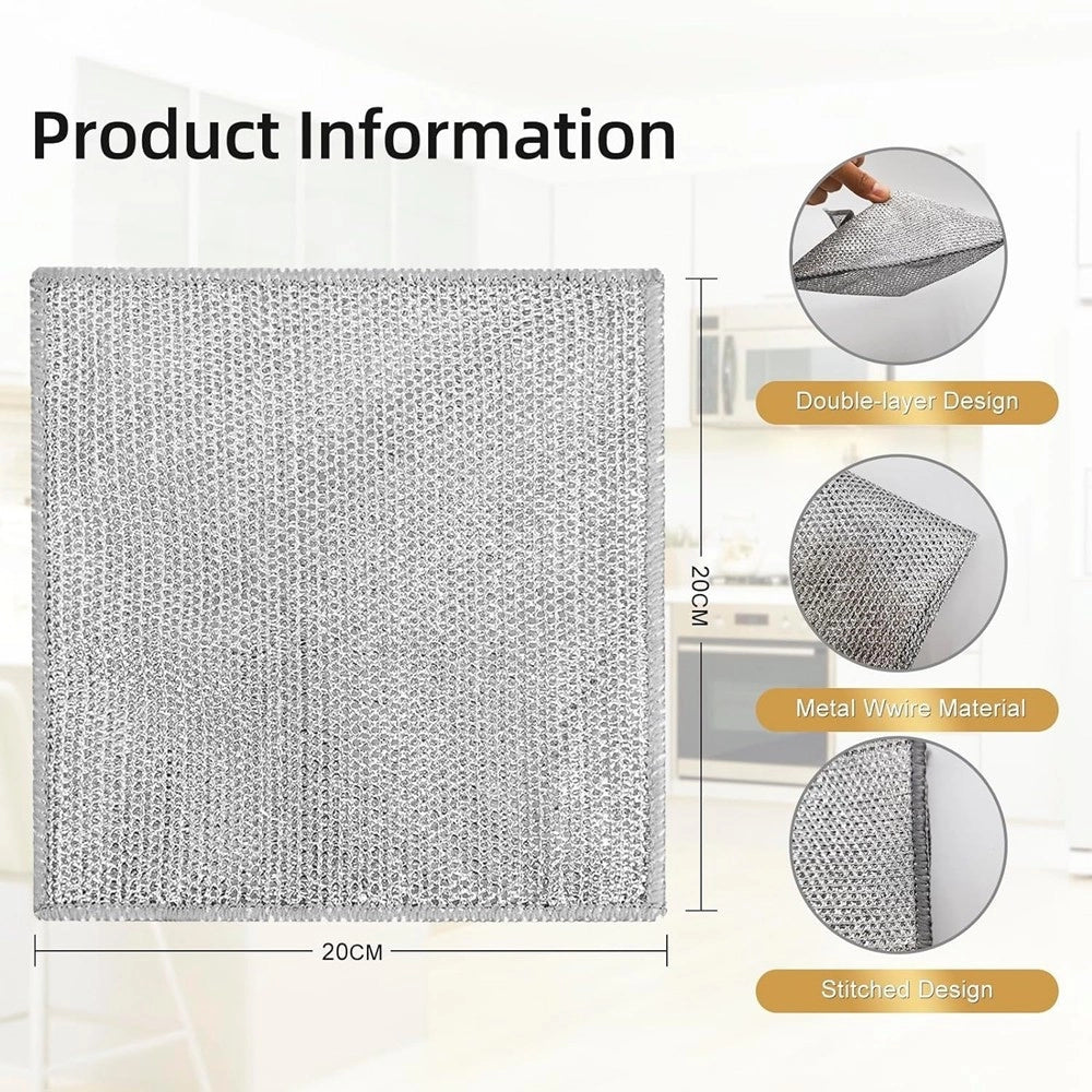 Trade Shop - Set 10 Pz Panni In Filo Metallico Antigraffio Per Pulire Piatti Lavelli Multiuso -
