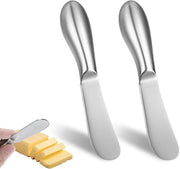 Due paia di coltelli per burro in acciaio inossidabile - piccolo coltello per burro - set da dessert da 2 pezzi - ideale per formaggio e marmellata