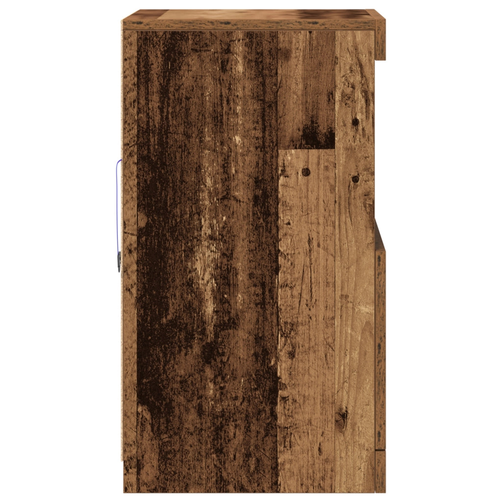 Credenza con luci LED Legno antico 41x37x67 cm