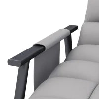 Sedia a Dondolo, Schienale e Poggiapiedi Regolabili, Tasca Laterale, Rivestimento in Microfibra, Telaio in Metallo, Grigio